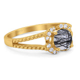 Art Deco Round Natural Stone Floral Ring