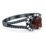 Art Deco Round Natural Stone Floral Ring