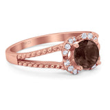 Art Deco Round Natural Stone Floral Ring