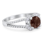 Art Deco Round Natural Stone Floral Ring