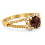 Art Deco Round Natural Stone Floral Ring