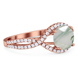 Round Natural Stone Twisted Ring