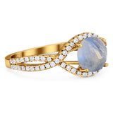 Round Natural Stone Twisted Ring