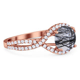 Round Natural Stone Twisted Ring