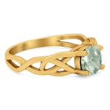 Vintage Style Round Natural Stone Trinity Ring