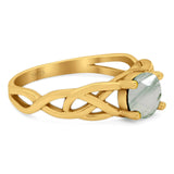 Vintage Style Round Natural Stone Trinity Ring