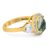 Three Stone Oval Natural Stone Trio Ring