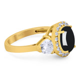 Three Stone Oval Natural Stone Trio Ring