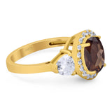 Three Stone Oval Natural Stone Trio Ring