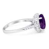 Art Deco Round Natural Stone Halo Ring