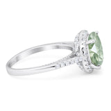 Art Deco Round Natural Stone Halo Ring