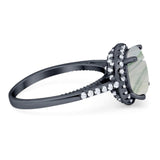 Art Deco Round Natural Stone Halo Ring