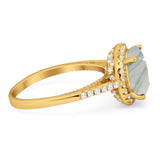 Art Deco Round Natural Stone Halo Ring