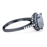 Art Deco Round Natural Stone Halo Ring