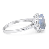 Art Deco Round Natural Stone Halo Ring