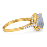 Art Deco Round Natural Stone Halo Ring