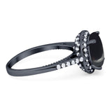 Art Deco Round Natural Stone Halo Ring