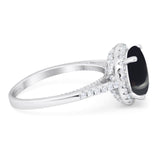 Art Deco Round Natural Stone Halo Ring