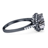 Art Deco Round Natural Stone Halo Ring