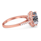 Art Deco Round Natural Stone Halo Ring