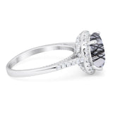 Art Deco Round Natural Stone Halo Ring