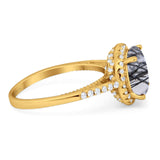 Art Deco Round Natural Stone Halo Ring