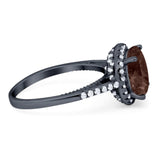 Art Deco Round Natural Stone Halo Ring