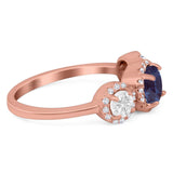 Three Stone Round Natural Stone Ring