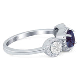 Three Stone Round Natural Stone Ring