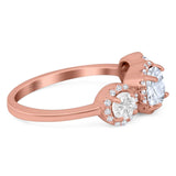 Three Stone Round Natural Stone Ring