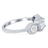 Three Stone Round Natural Stone Ring