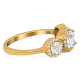 Three Stone Round Natural Stone Ring