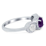 Three Stone Round Natural Stone Ring