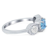 Three Stone Round Natural Stone Ring