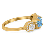 Three Stone Round Natural Stone Ring