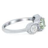 Three Stone Round Natural Stone Ring