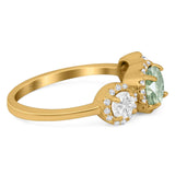 Three Stone Round Natural Stone Ring