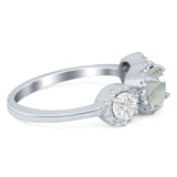 Three Stone Round Natural Stone Ring