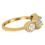 Three Stone Round Natural Stone Ring