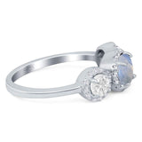 Three Stone Round Natural Stone Ring
