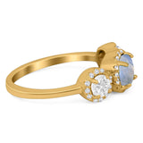 Three Stone Round Natural Stone Ring