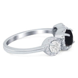 Three Stone Round Natural Stone Ring