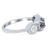 Three Stone Round Natural Stone Ring