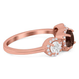 Three Stone Round Natural Stone Ring