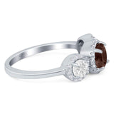 Three Stone Round Natural Stone Ring