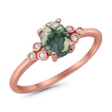 Oval Natural Stone Engagement Ring