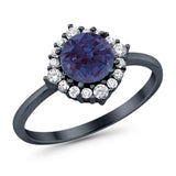 Art Deco Round Natural Stone Halo Ring