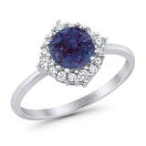 Art Deco Round Natural Stone Halo Ring