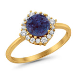 Art Deco Round Natural Stone Halo Ring