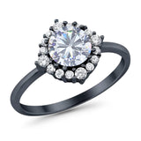 Art Deco Round Natural Stone Halo Ring